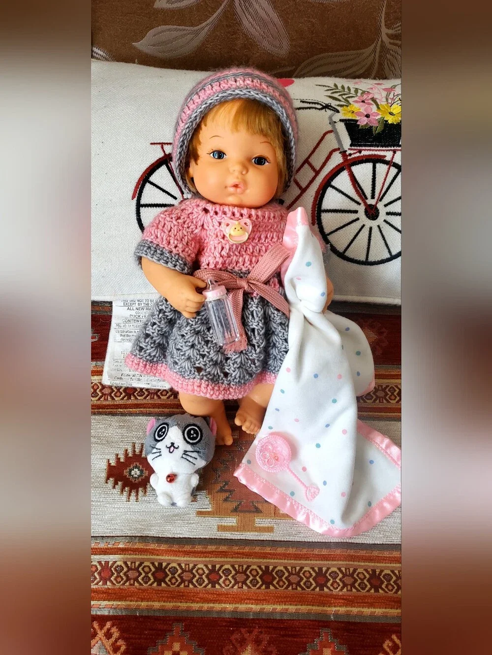 VTG 1972 Mattel Baby Tender Love Baby Doll Blonde Hair Blue Eyes Soft Rubber